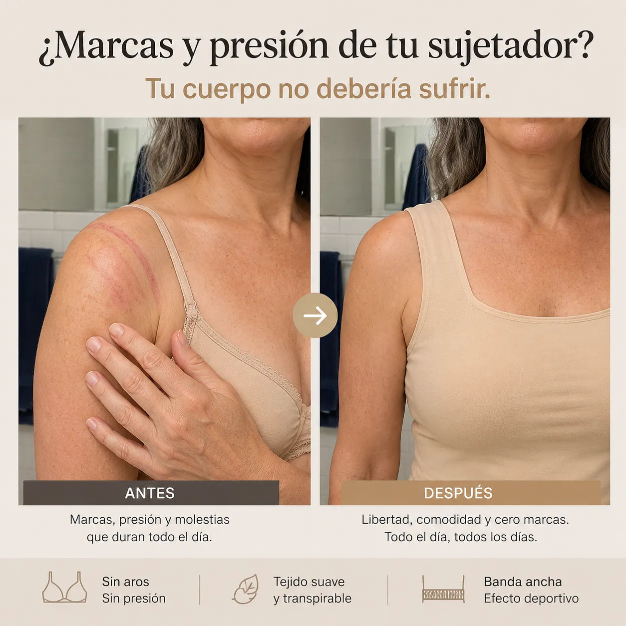 Serena | Top con Sujetador Integrado | Sujeción Total Sin Aros